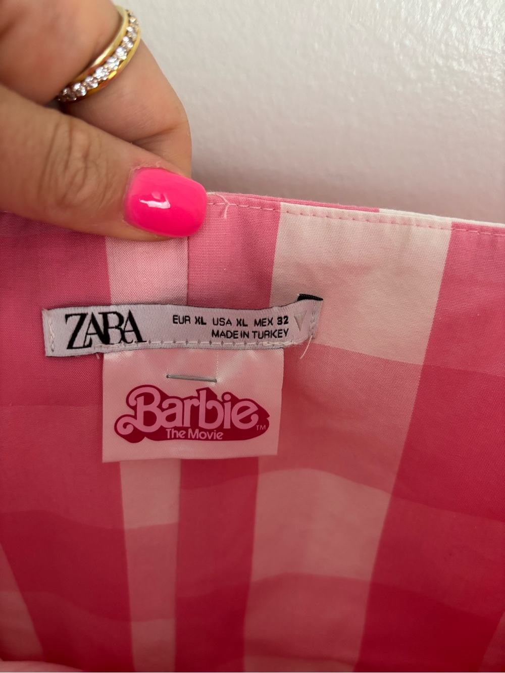 ZARA x BARBIE Strapless Pink Gingham A-Line Dress XL - Picture 3 of 3